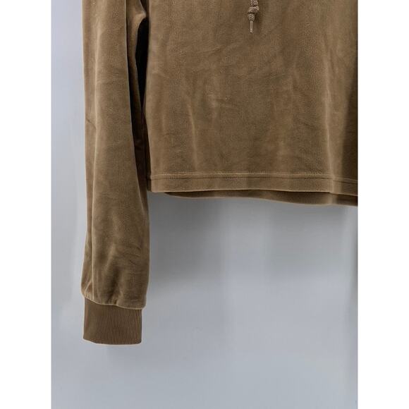 ROMA CONCEPTS By ROSEE Women's Brown Faux Suede Pullover Cropped Hoodie SZ M - Picture 6 of 11